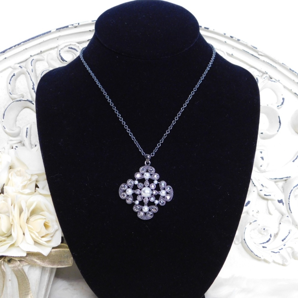 Gunmetal Vintage Style Gothic Pendant Necklace